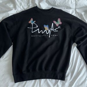 Phyps x BUTTERFLY Fly logo Crewneck Balck M